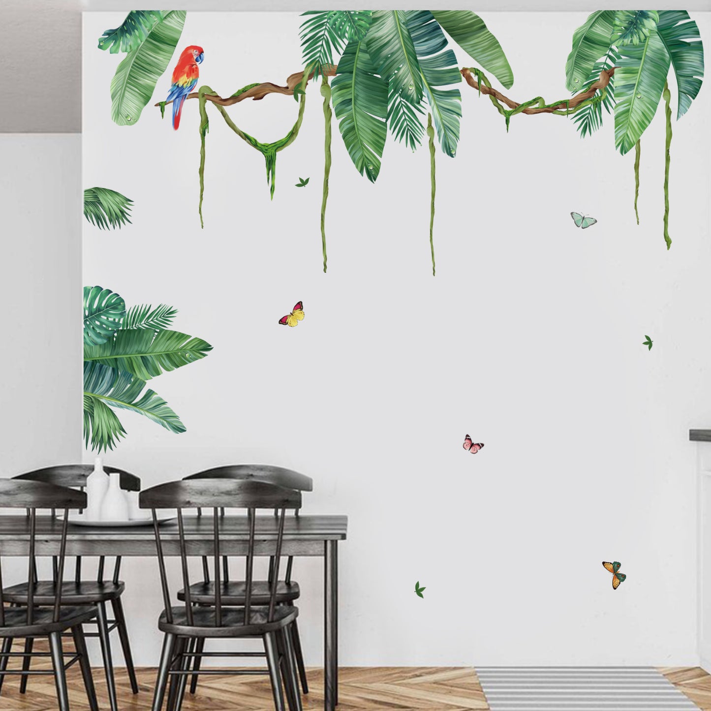 wondever Palm Leaf Wall Stickers Tropical Leaves Green Plant Peel and Stick Wall Art Decals for Living Room Bedroom TV Background
