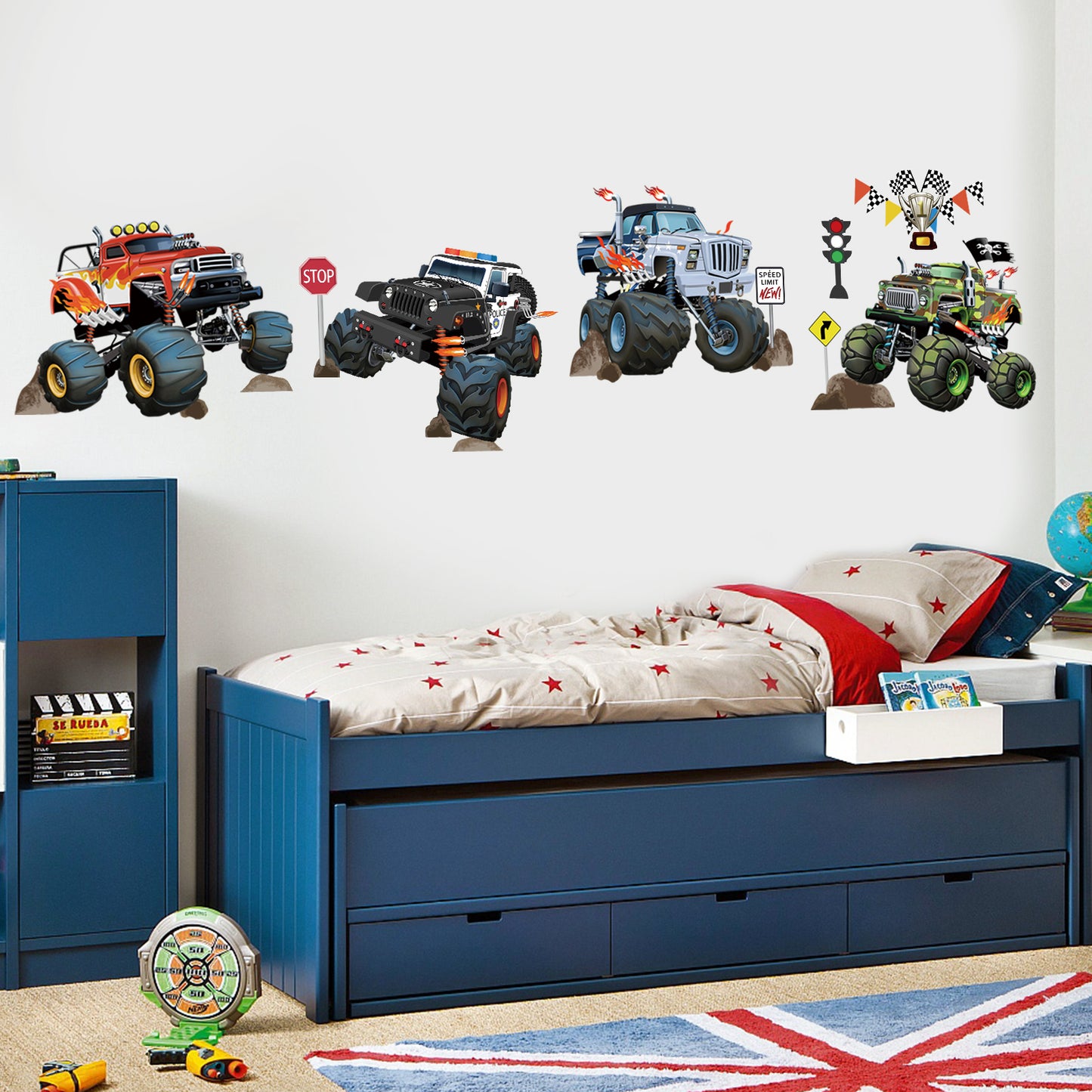 wondever Racing Car Wall Stickers Truck Vehicles Peel and Stick Wall Art Decals