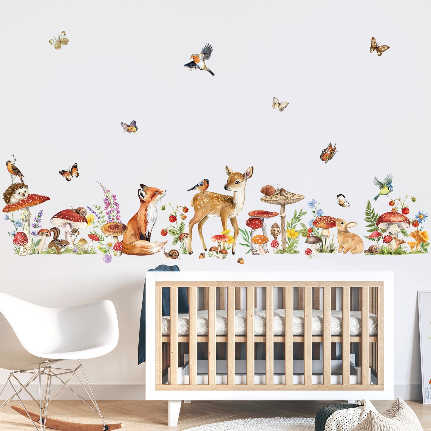 wondever Woodland Animal Wall Stickers Mushroom Deer Fox Peel and Stick Wall Decal
