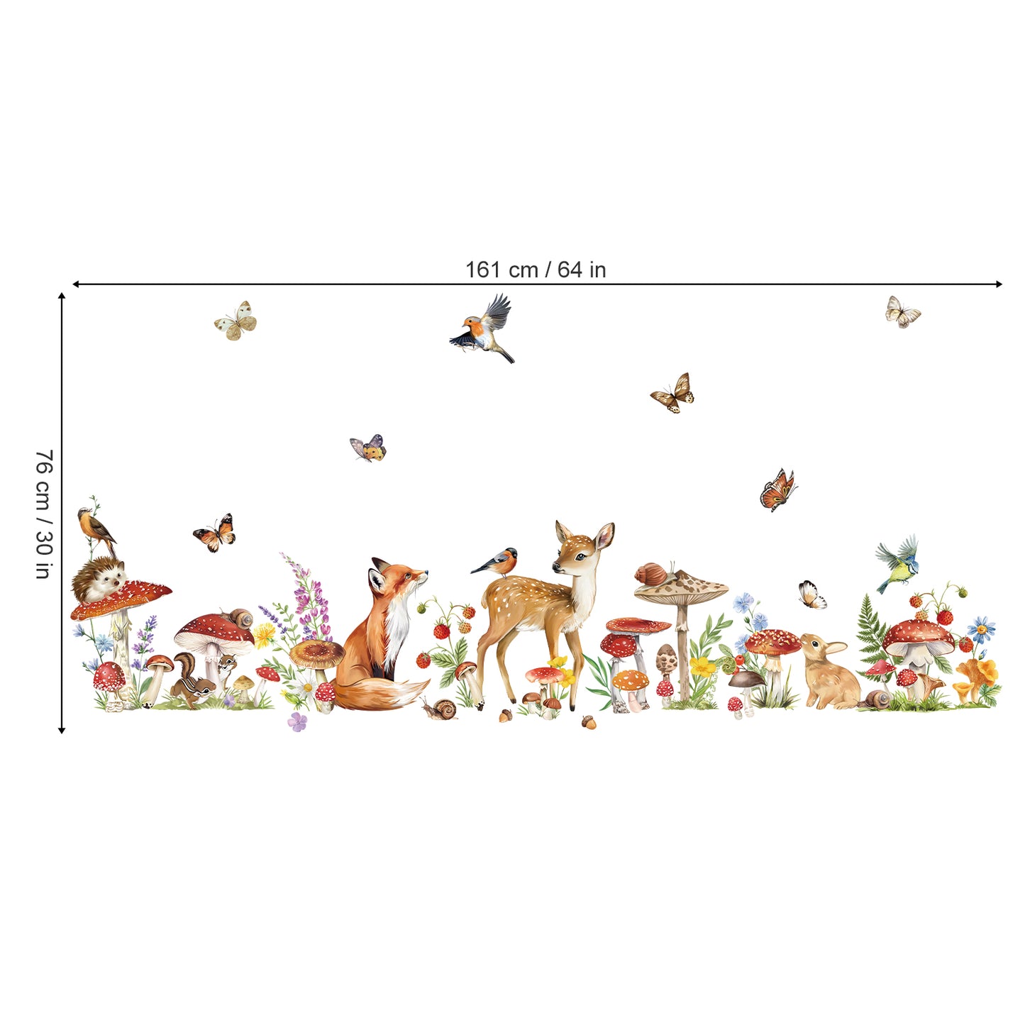 wondever Woodland Animal Wall Stickers Mushroom Deer Fox Peel and Stick Wall Decal