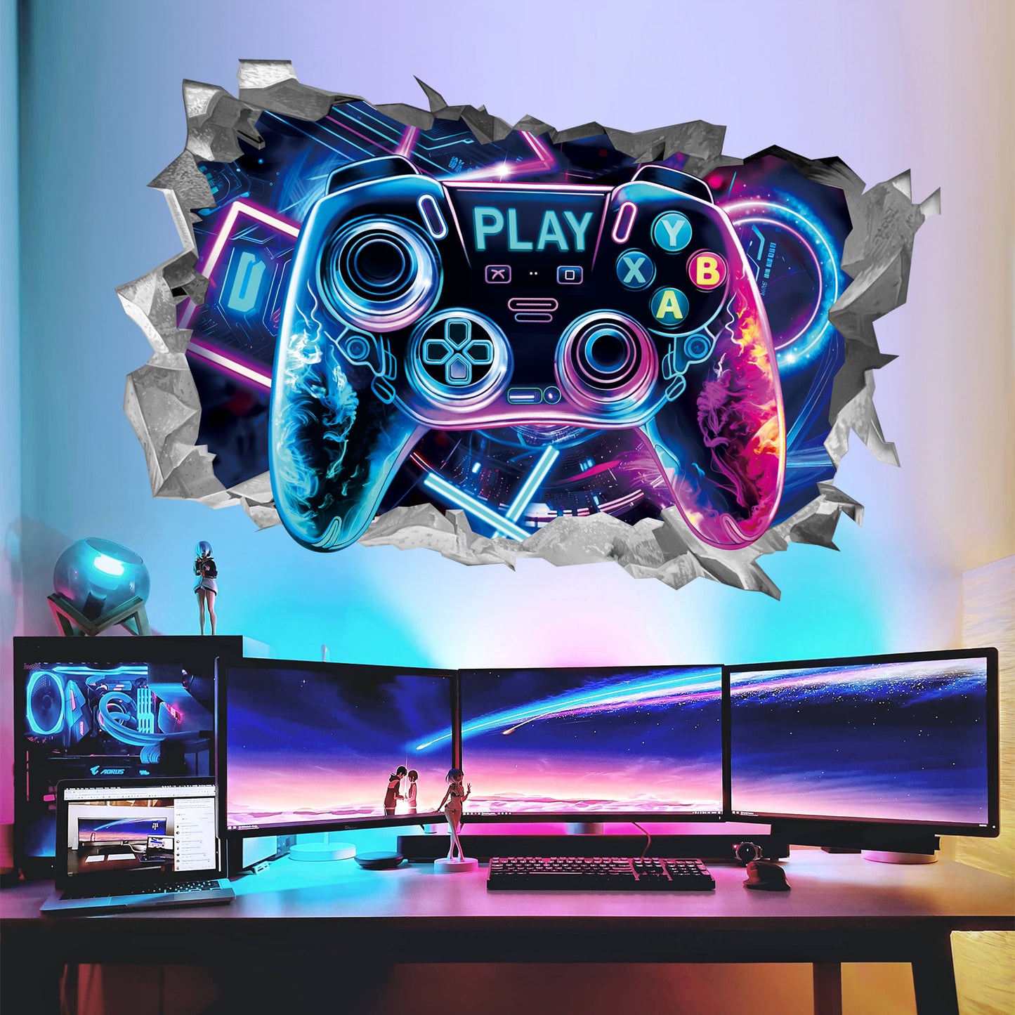 wondever 3D Game Wall Stickers Gamer Controller Gaming Peel and Stick Wall Art Decals