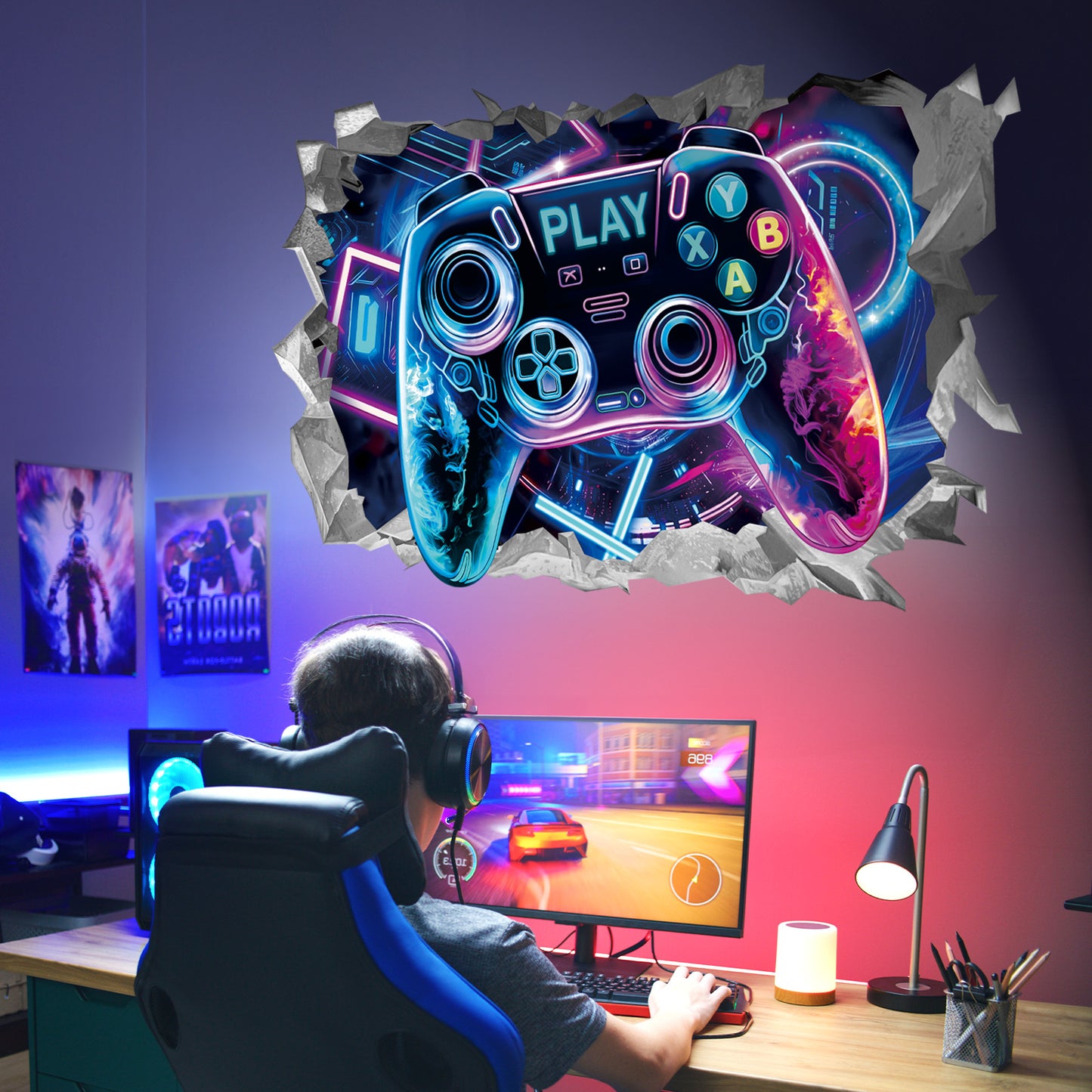 wondever 3D Game Wall Stickers Gamer Controller Gaming Peel and Stick Wall Art Decals