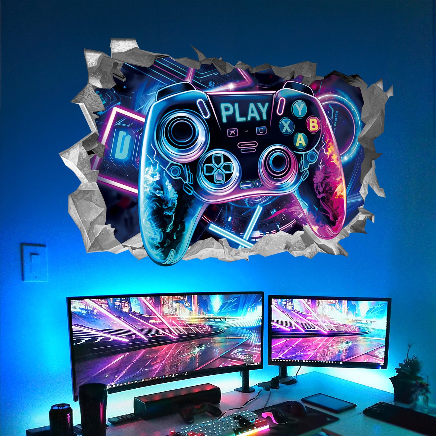 wondever 3D Game Wall Stickers Gamer Controller Gaming Peel and Stick Wall Art Decals