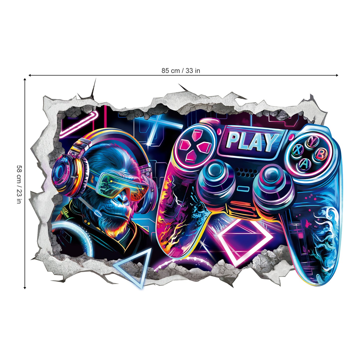 wondever Large 3D Game Wall Stickers Gamer Controller Video Gaming Peel and Stick Wall Art Decals for Boys Bedroom Kids Room Playroom