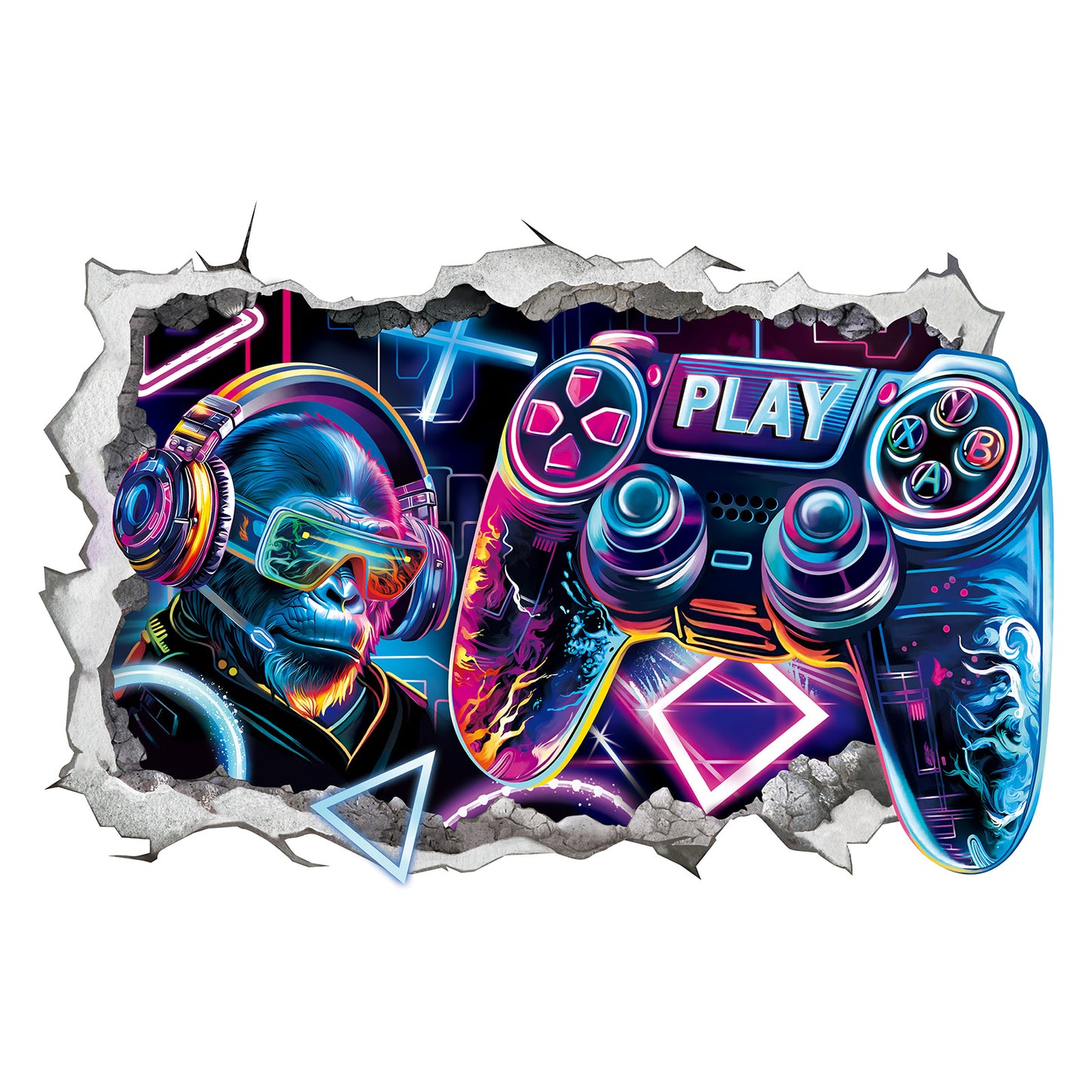 wondever Large 3D Game Wall Stickers Gamer Controller Video Gaming Peel and Stick Wall Art Decals for Boys Bedroom Kids Room Playroom