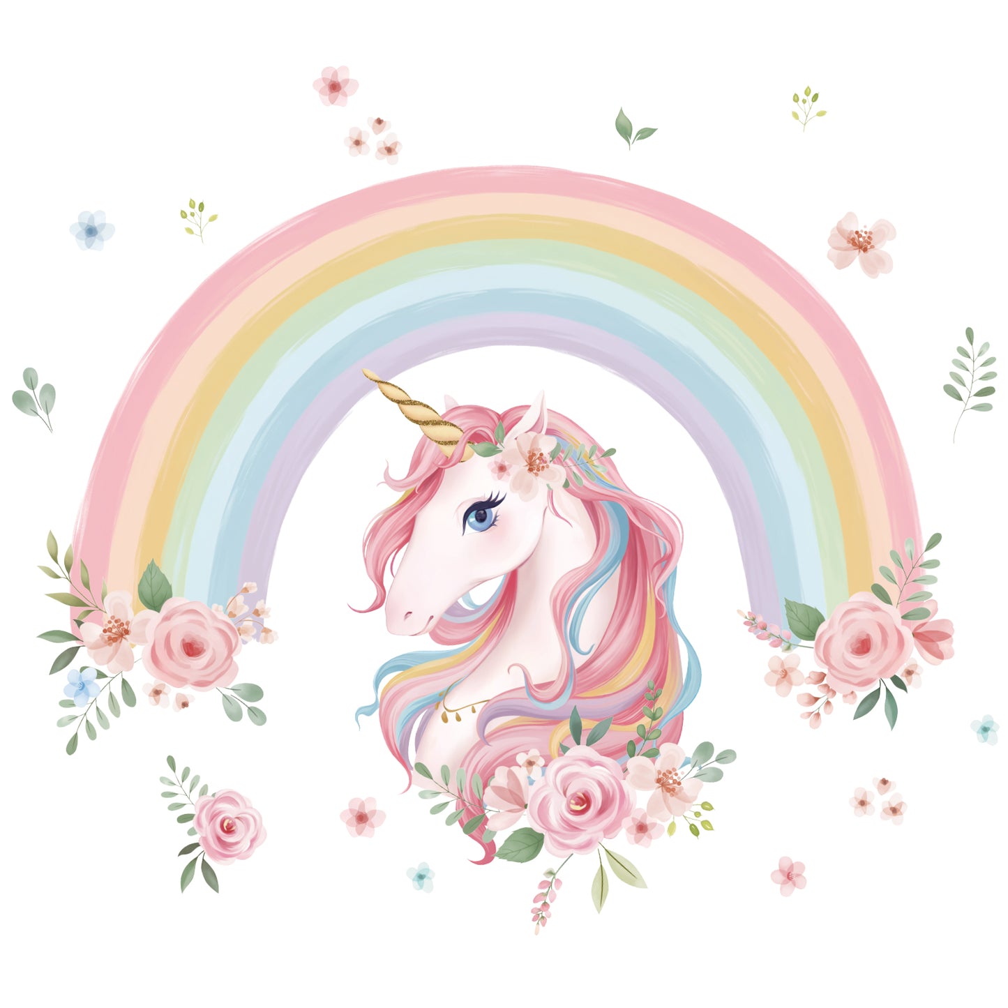 wondever Large Rainbow Wall Decals Unicorn Flower Peel and Stick Wall Art Stickers