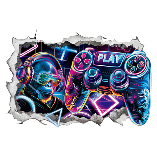 wondever Large 3D Game Wall Stickers Gamer Controller Video Gaming Peel and Stick Wall Art Decals for Boys Bedroom Kids Room Playroom