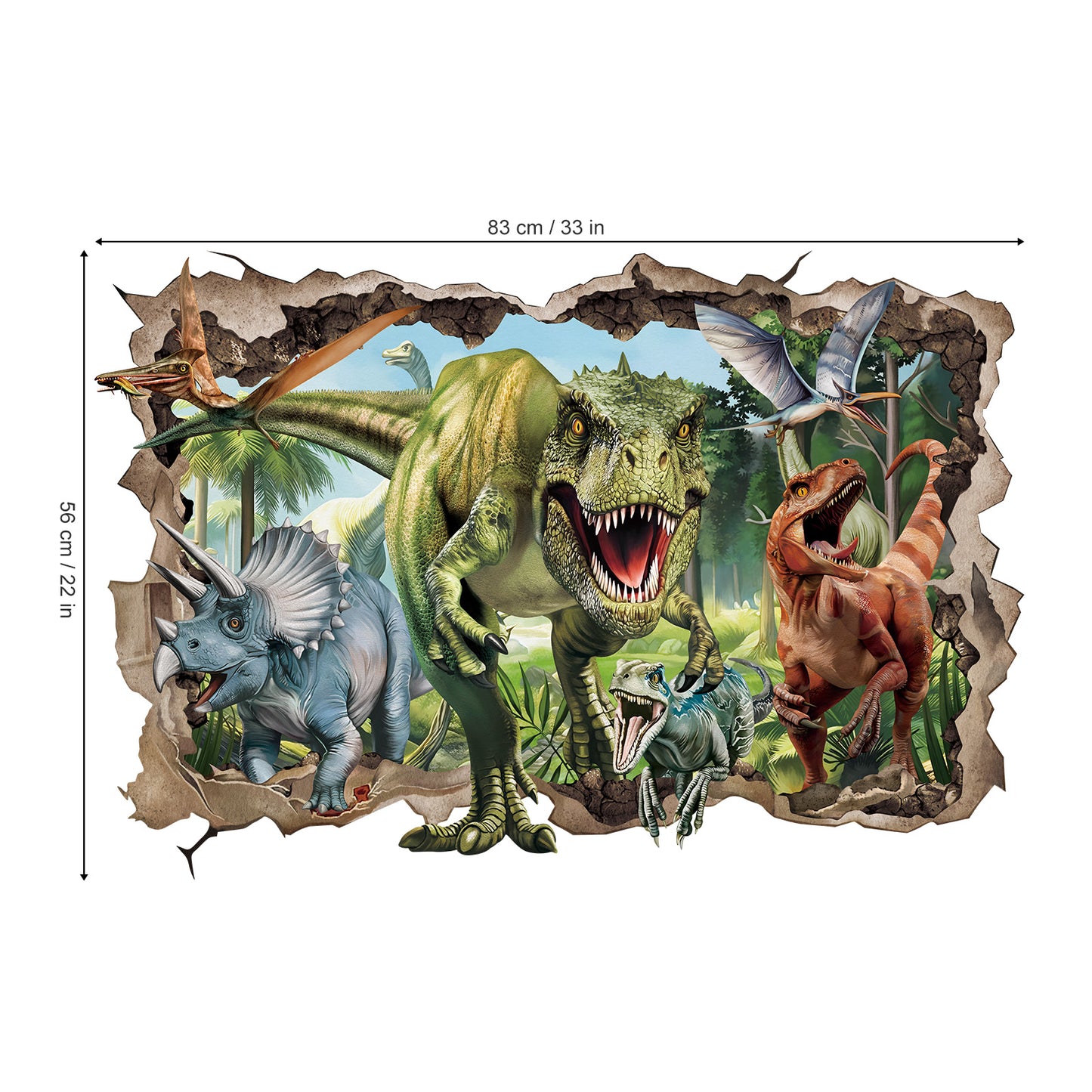 wondever 3D Large Dinosaur Wall Stickers Break Through Dino Jungle Dinosaur Peel and Stick Wall Art Decals for Boys Room Baby Nursery Kids Bedroom
