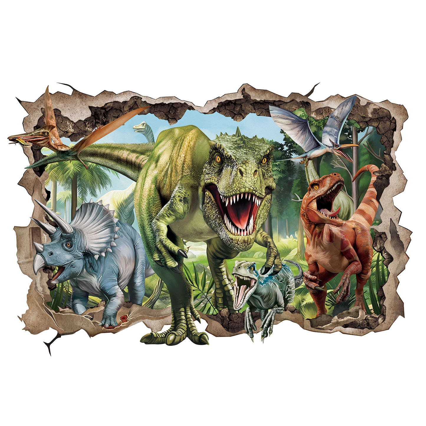 wondever 3D Large Dinosaur Wall Stickers Break Through Dino Jungle Dinosaur Peel and Stick Wall Art Decals for Boys Room Baby Nursery Kids Bedroom
