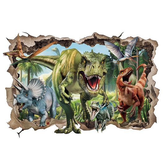 wondever 3D Large Dinosaur Wall Stickers Break Through Dino Jungle Dinosaur Peel and Stick Wall Art Decals for Boys Room Baby Nursery Kids Bedroom