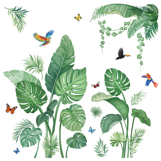 wondever Tropical Palm Leaves Wall Stickers Natural Green Plants Peel and Stick Wall Art Decals for Girls Bedroom Kids Room Baby Nursery